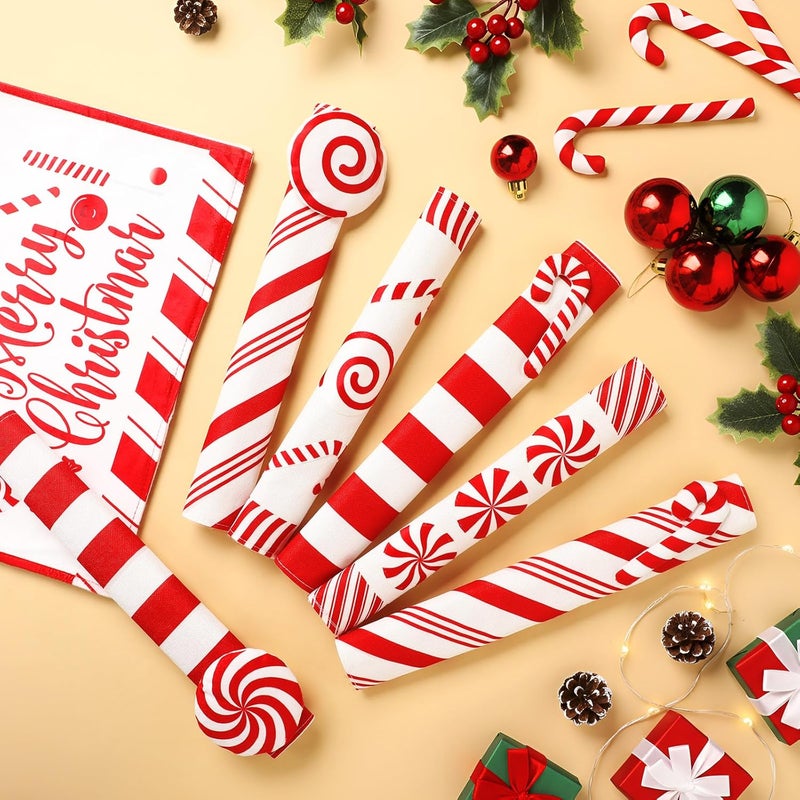 LemonRoad 7pcs 3D Christmas Candy Cane Refrigerator Handle Covers Kitchen Decorations Merry Christmas Cabinet Knob Microwave Oven Dishwasher Door Handle Covers Xmas Holiday Decor - Image 5